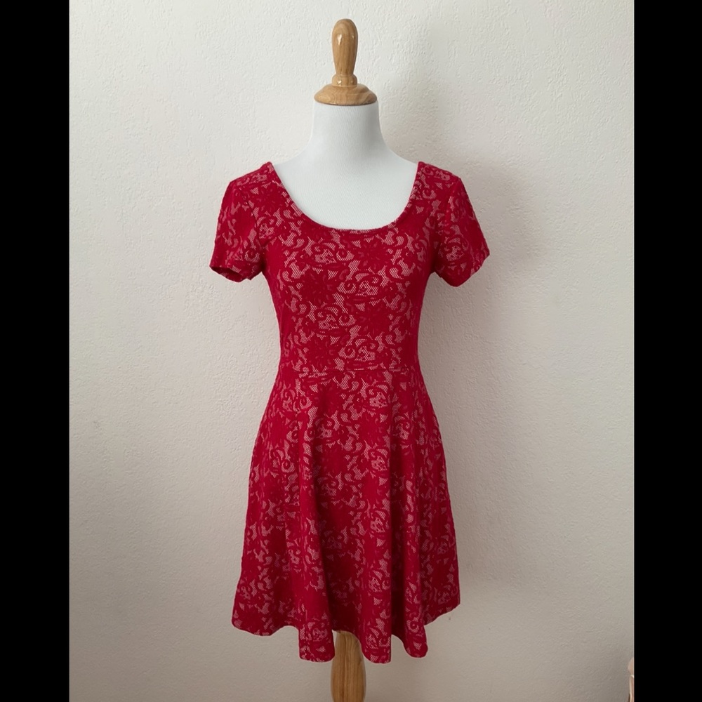 Wet Seal Red Lace Dress - SMALL